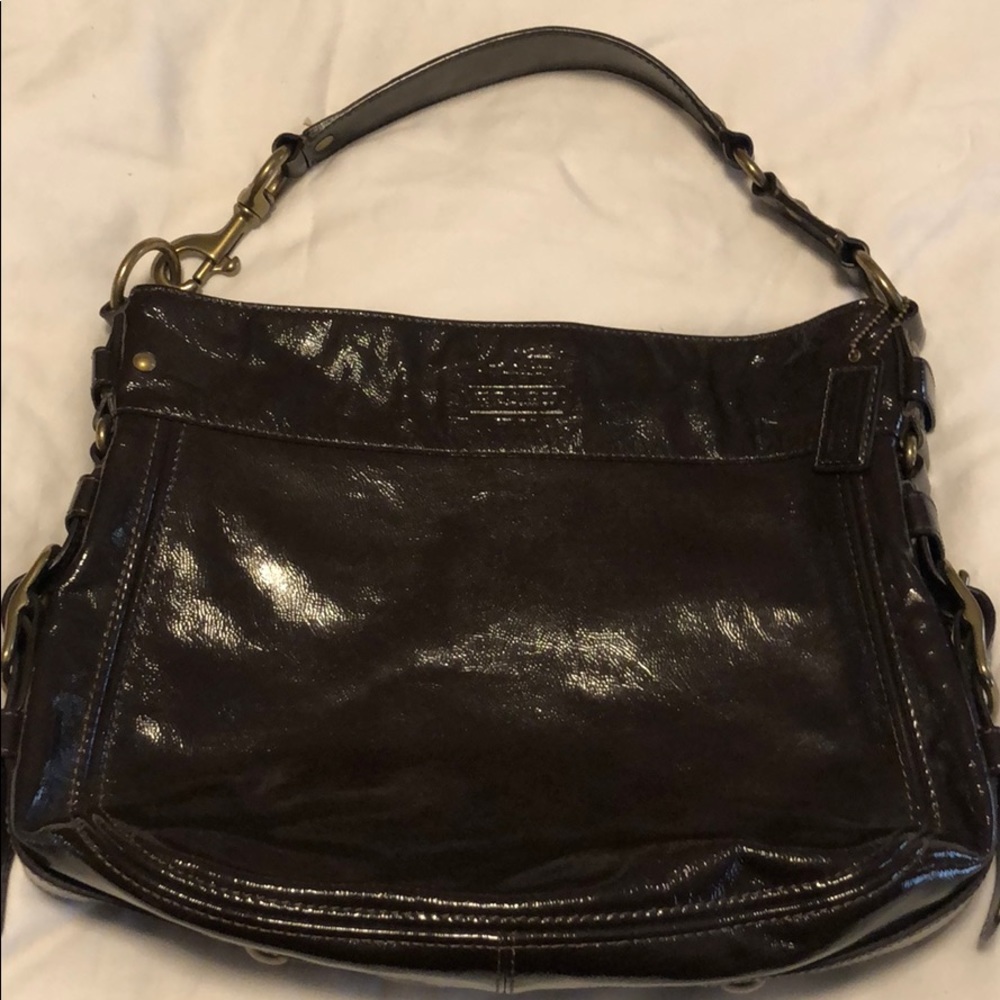 Brown leather Coach bucket bag